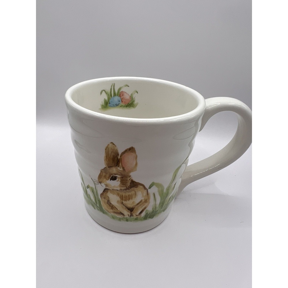 Maxcera Large Ceramic Mug Cup Bunny Rabbit Flowers